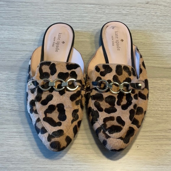 kate spade Shoes - Kate Spade Cece Too Calf Hair Leopard Print Mules Brown Black - Size 7 Medium